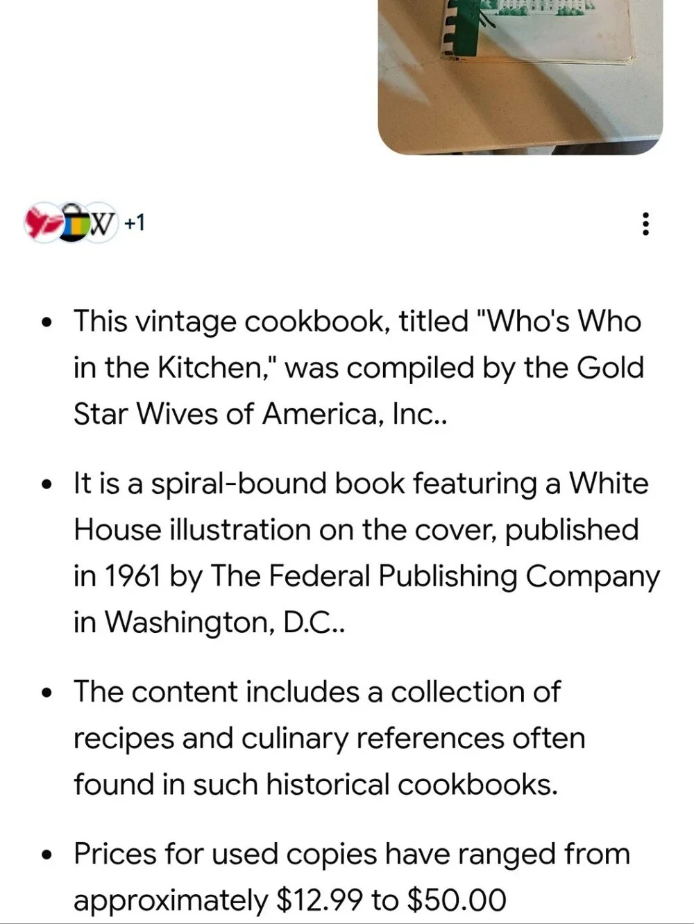 RARE - Who's Who in the Kitchen - 1961 Recipe Book